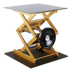 Show details for SwissBoy Laboratory Jack, Model 122, 15.7" x 15.7" Plate, 243lb, Yellow/Black Picture of SwissBoy Laboratory Jack, Model 122, 15.7" x 15.7" Plate, 243lb, Yellow/Black