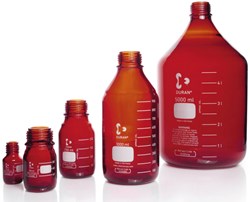 Show details for DURAN® Laboratory Bottles, Amber, without Cap and Pour Ring, Borosilicate Glass Picture of DURAN® Laboratory Bottles, Amber, without Cap and Pour Ring, Borosilicate Glass