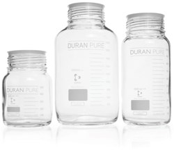 Show details for DURAN® PURE GLS 80® Laboratory Bottles, Wide Mouth, without Screw Cap and Pour Ring, Borosilicate Glass Picture of DURAN® PURE GLS 80® Laboratory Bottles, Wide Mouth, without Screw Cap and Pour Ring, Borosilicate Glass