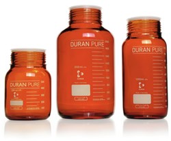 Picture of DURAN® PURE GLS 80® Laboratory Bottles, Wide Mouth, Amber, without Screw Cap and Pour Ring, Borosilicate Glass