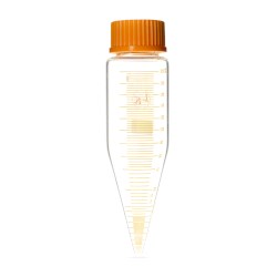 Picture of Short Cone Centrifuge Tubes, 200%, Detailed, Wide Mouth Threaded, Factory Verified, Extra Markings at 0.05% and 0.15%