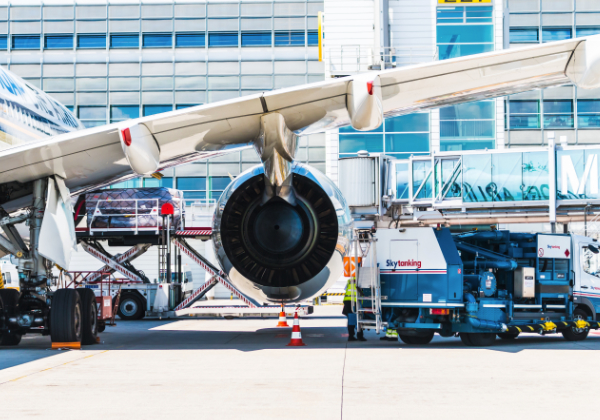 Airport, shows a turbine of airplane