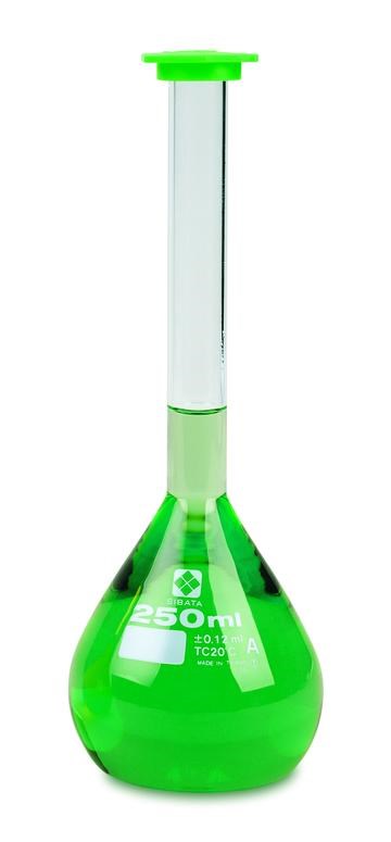 Picture of SIBATA Volumetric Flasks, Class A, Snap Cap, Borosilicate Glass