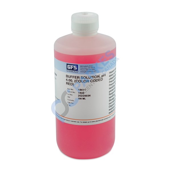 Picture of Buffer Solution, Item # 1634, pH 4.00, (Color Coded Red), NIST Traceable