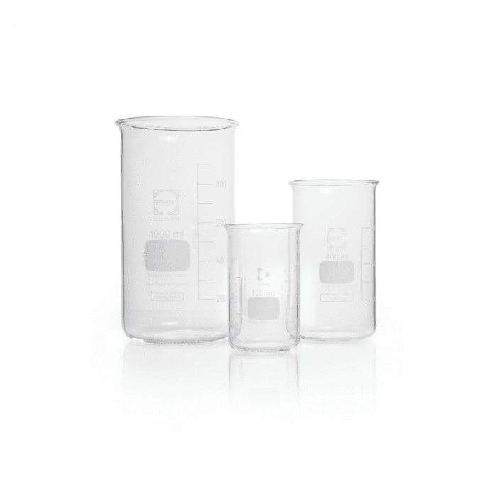 Kimble 14020-300 Borosilicate Glass Tall Form Berzelius Beaker without Spout Case of 12 300mL Capacity 