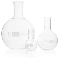 Picture of DURAN® Flat Bottom Flasks, Narrow Neck, Beaded Rim, Borosilicate Glass