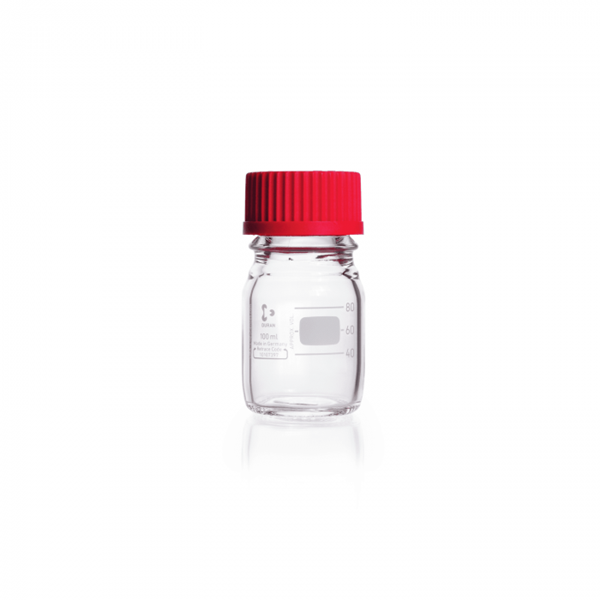 Picture of DURAN® Original Laboratory Bottles, with High Temperature Closures (Red), Borosilicate Glass