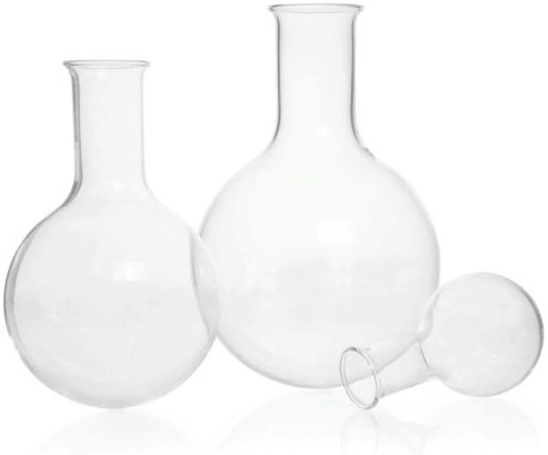 Picture of DURAN® Round Bottom Flasks, Unbadged (Blank), Narrow Neck, Beaded Rim, Borosilicate Glass