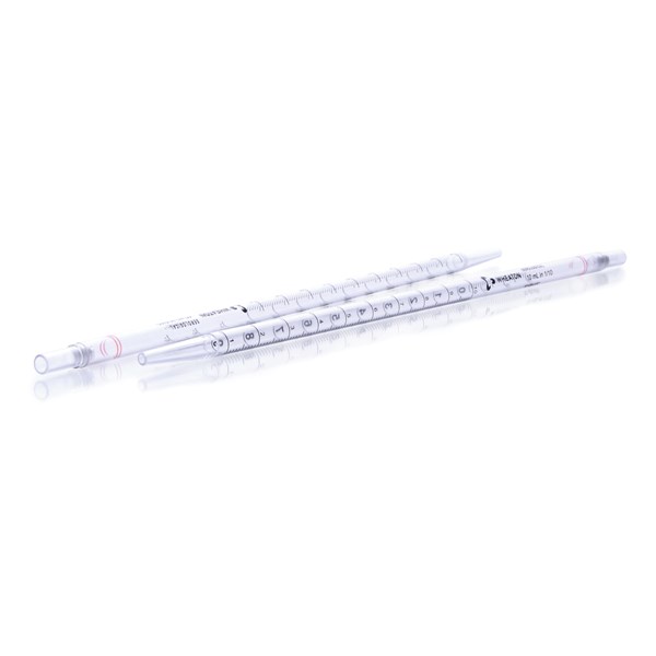 Picture of WHEATON® Plastic Serological Pipette, Individually Wrapped, Sterile, 10 mL Capacity, Orange, Case of 200