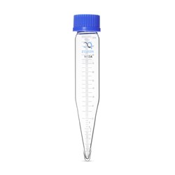 Picture of Parkes Long Cone Centrifuge Tubes, 100 mL, Detailed, Wide Mouth Threaded, Factory Verified, Extra Markings at 0.025 mL and 0.075 mL